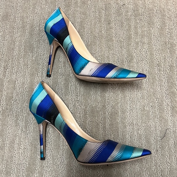 Jimmy Choo size 38 blue stripe pumps - Picture 5 of 5